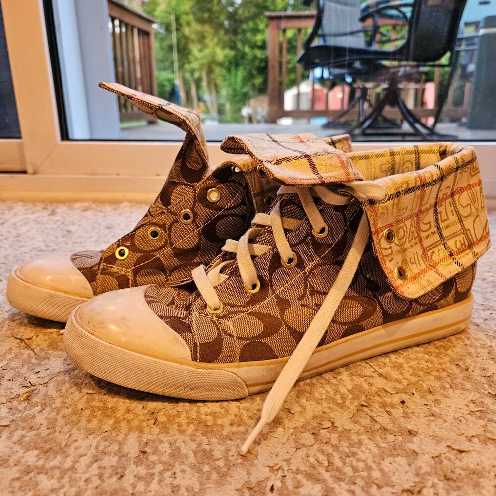 Coach Bonney Graffiti Fold Over High Top Sneakers